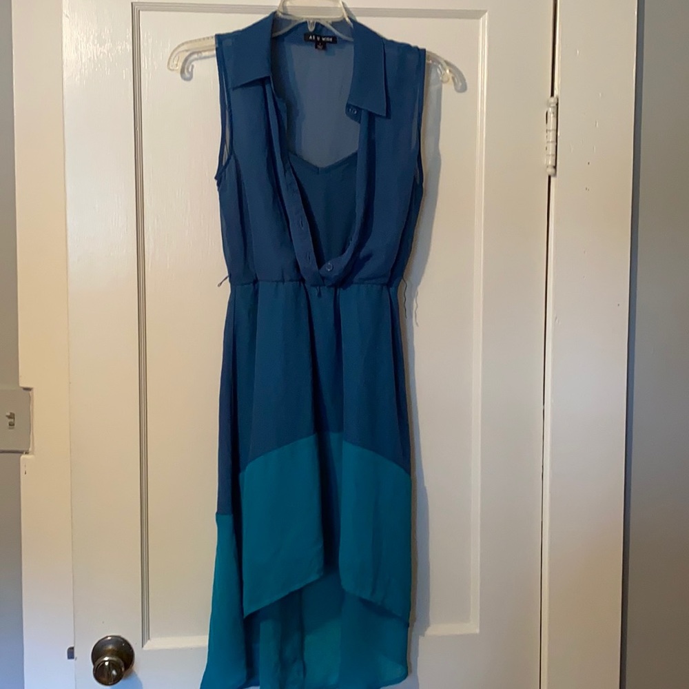 Sheer dress. Size M. Teal blue and green.
